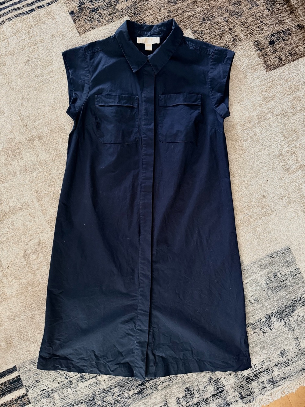 Michael Kors Navy Cap-Sleeve Shirt Dress